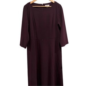 Calvin Klein Deep Purple Long Sleeve Dress Round Neck